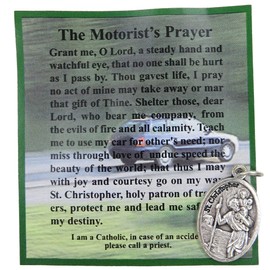 Silver Toned Saint Christopher Pocket Token Medal, Inspirational Christian Gifts for Men and Women, 1 Inch