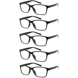 JOSCHOO Reading Glasses 5 Pack Blue Light Blocking Readers Spring Hinge Glasses for Reading for Men and Women (5Black, 2.75, x)