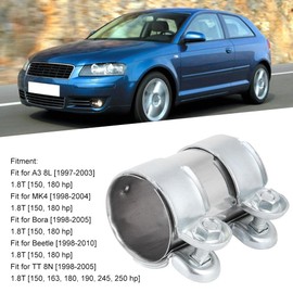 Exhaust Clamp Pipe Connector, Exhaust Clamp Stainless Steel Pipe Connector, Double Clamp Exhaust System, 55 x 95 mm Exhaust Pipe Clamp Connector Coupling 357253141A Replacement Suitable for Bora