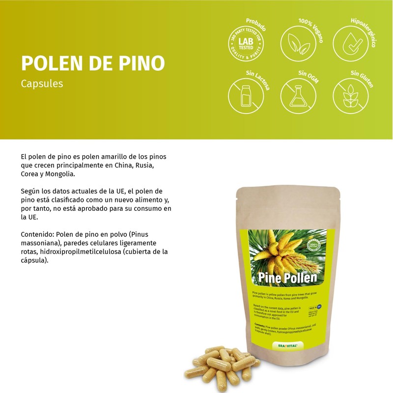 Pinien Pollen Kapseln Wildsammlung Zellwandgebrochen vegetarische Kapselhülle (90 stück (1er