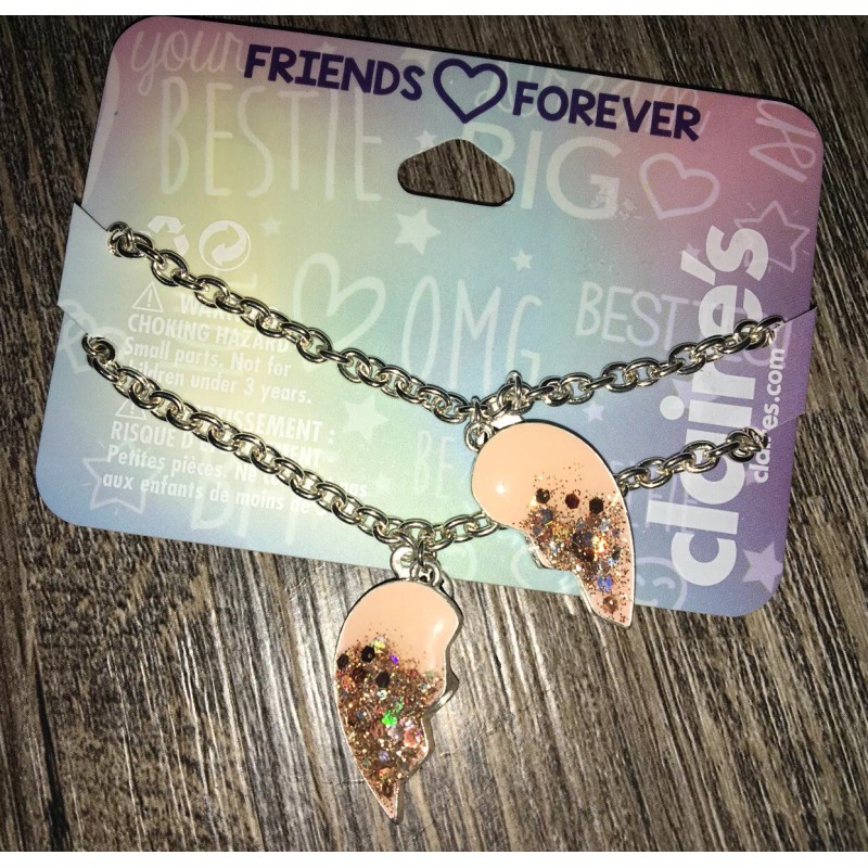 Claire’s Glitter Faux Stick On Nails Bff Best Friend Heart