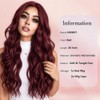 Red Wig for Women,26 Inch Wavy Curly Burgundy Middle Part