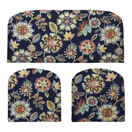 RSH DECOR: 3-Piece Foam Wicker Cushion Set | 41 x 19 & 19 x 19 | All-Weather Spun Fabric | Water-Resistant | Outdoor Loveseat & U-Shape Cushions for Patio Furniture | Daelyn Navy