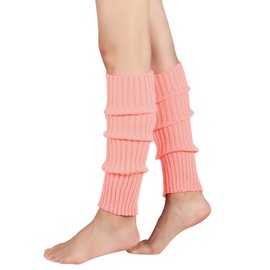 Zando Ribbed Knitted 80s Leg Warmers Hallowenn Long Socks 80s Costumes Scrunch Socks 80s Accessories Legwarmers 80s Pack Sports Leg Warmer Socks for Party and Yoga Z Light Pink One Size