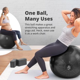 Greater Goods Yoga Ball 75cm Anti-Burst Exercise Ball for Pilates, Stability, Pregnancy & Workouts, Includes Pump, Black