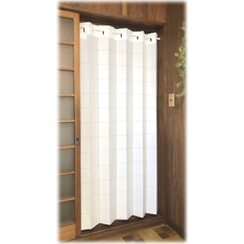 Flame-retardant Accordion Curtain, Solid, White, Room Divider, Noren, Long Partition, Closet, Blindfold, Heat Shield, Cold Protection, Adjustable Length, 66.9 inches (170 cm), C122