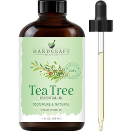 Handcraft Blends - Aceite esencial de árbol de té 100 % puro y natural, alta calidad con gotero de vidrio, 4 onzas líquidas tamaño grande