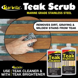 Star brite Marine-Grade Stainless Steel Scrub Scouring Pad Scrubber - Refinish Wood Furniture & Boat Teak
