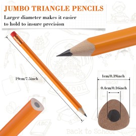 96 Pcs Jumbo Pencils, Black Core, Cedar Wood, Orange, Triangle