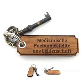 Mr. & Mrs. Panda Key Fob Medical Specialist - Gift, Congratulation, Study, Gifts, Engraving, Key Ring, Wood, brown