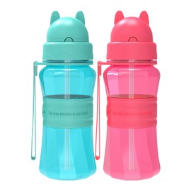 Sigdio Set of 2 Children's Drinking Bottles with Straw 2 3 4 5 6 Years, BPA-Free, Leak-Proof, Children's Water Bottle, Learning Bottle, Baby for Nursery and Nursery