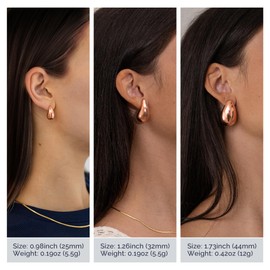 Rose Gold Teardrop Earrings for Women - S925 Sterling Silver Earring Post Trendy Lightweight Waterdrop Hollow Open Hoops - 18k Rose Gold-Plated Small Chunky Tear Drop Earring