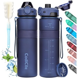 CodiCile Water Bottle, BPA Free 1l Water Bottle Leak Proof Drinks Bottle, Large Sports Bottle Great for Gym, School, Office and Travel (Navy Blue)