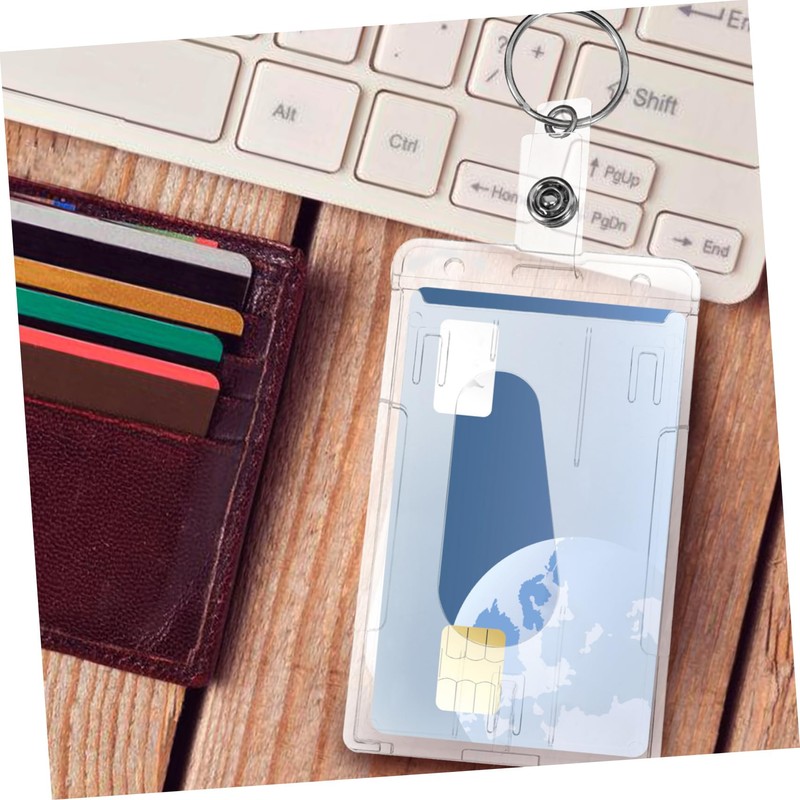 NUOBESTY 6pcs Transparent Id Holder with Thumb Slot Badge Sleeve