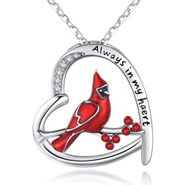 Midir&Etain Sterling Silver Red Bird Necklace Cardinal Jewelry Special Memorial Gift for Mom, Wife, Grandma
