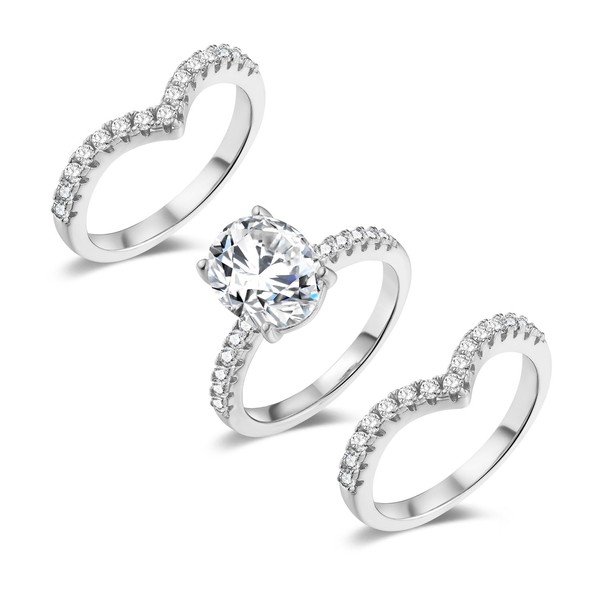 MDFUN 18K White Gold Plated 7 * 9mm Oval Cubic