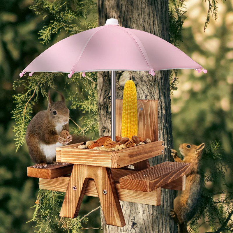 Gnodary Squirrel Feeder with Umbrella, Squirrel Feeders for Outside, Squirrel
