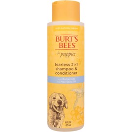 Burt's Bees for Pets Tearless Puppy 2-in-1 Shampoo and Conditioner with Buttermilk and Linseed Oil, 95% Natural Origin Formulas, Shampoo for Puppies - Gentle Puppy Shampoo Tear Free, 16 oz