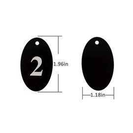 StayMax Aluminum Alloy Oval Number Tag Key Tag with Key Rings (1-25, Black)