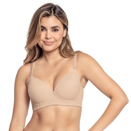 LeSensuel Underwire Bras for Women Full Coverage - Light Push Up Bra Back Smoothing Bras for Women Beige