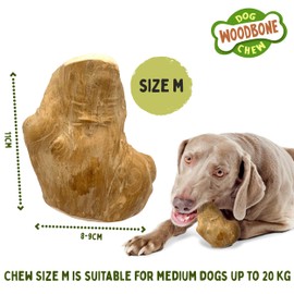 Woodbone Coffee Tree Root Dog Chew for Medium Dogs - Natural Wood Dental Chewing Toy - Size M