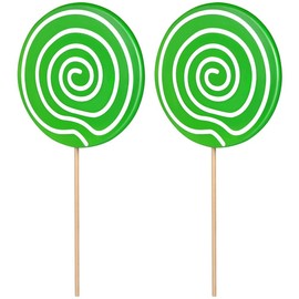 HOMSFOU 2 Pcs Lollipop Props Large Candy Ornaments Fake Food Photo Props Carnival Cosplay Decoration for Wedding Birthday Party Supplies Green