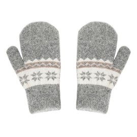 Mealah Kids-Winter-Knit-Mittens Boys-Girls Outdoor-Warm-Soft Snowflakes-Gloves Stretchy for 5-10Years Kids