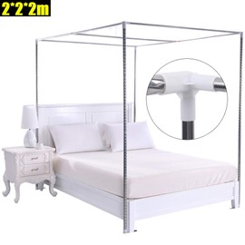 SanBouSi Canopy Bed Frame 4 Corners Stainless Steel Bed Mosquito Net Frame Bracket Fit Twin/Twin XL/Full/Queen/King/California King Size 2x2x2m