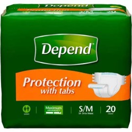 Depend Protection with Tabs Sm/Med Max Absorbency 20/Pack, 2 Packs