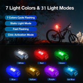 8PCS Wireless LED Strobe Lights with Remote Control,8 Colors Waterproof Anti-Collision USB Charing Led Warning Lights,High Brightness Wireless LED Lights for Car Motorcycle Drone Aircraft Bike