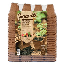 Gardman 08311 6 cm Square Fibre Pots, Multi-Colour, 6 x 6 x 26 cm