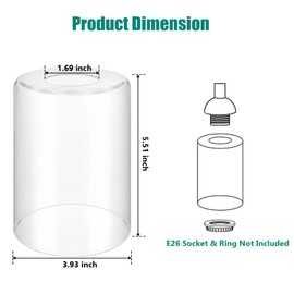 3-Pack Clear Glass Lampshade Replacement, High Transmittance Cylinder Glass Cover, 5.51in Height, 3.93in Diameter, 1.69in Fitter Lamp Shade Replacement for Pendant Chandelier Wall Light