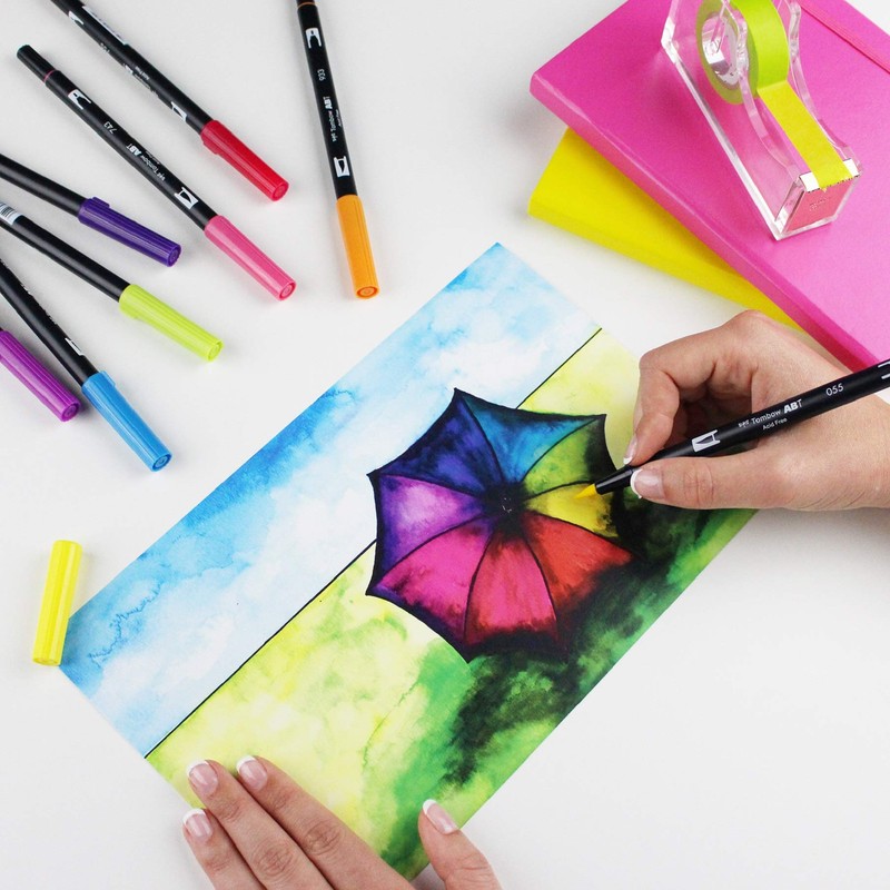 Tombow - Rotuladores artísticos con doble pincel, brillantes, paquete de