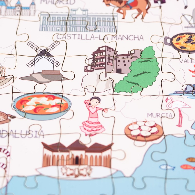 Terra Puzzles Spain Map Wooden Jigsaw Puzzle 152 Piece, 15x10