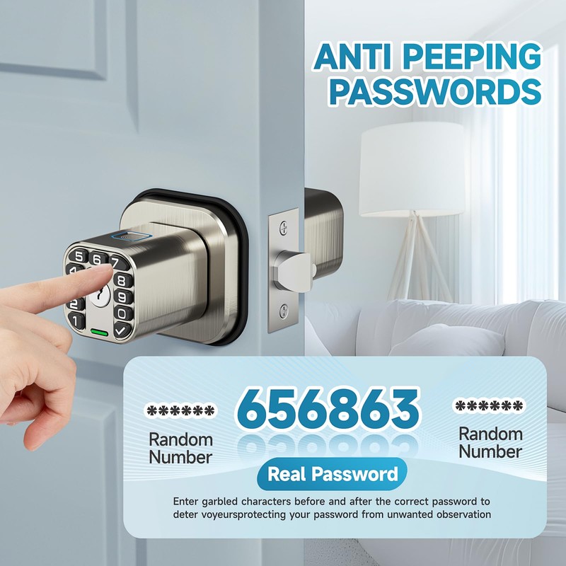 Richelock Fingerprint Door knob, Smart Biometric Door Lock with Keypad,