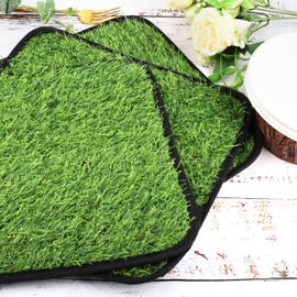 Lemicin 6 Pack Green Artificial Grass Square Mats, 12"x12" Fake Grass Tiles Placemats Artificial Turf Grass Outdoor Table Centerpiece Decor Event Party, Patio, Pets Turf Patch DIY Crafts