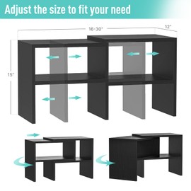 Black Shoe Shelves for Closet Floor Organizer Shelf Small Shoes Storage Stackable Wood Rack Low Wooden 24-30 Inch