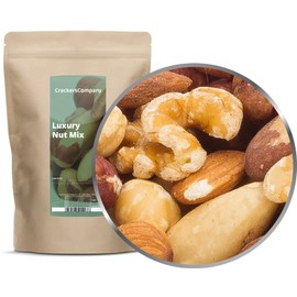 1 x 500 g luxury nut mix with hazelnut, Brazil nut, walnut, pecan, almond, natural, 15 % protein, no added sugar, salt-free, vegetarian, vegan
