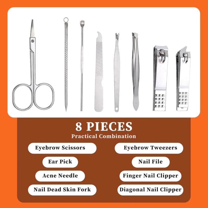 Unbranded 8in1 Stainless Steel Professional Grooming Kits Nail Care Tools