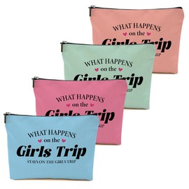 4 PCs Girls Trip Gifts Favors, Girls Weekend Gifts Makeup Bag Vacation Cosmetic Bag, Bestie Gifts Weekend Bag, Friendship Gifts for Women Best Friend, Graduation Bridal Shower Wedding Gifts
