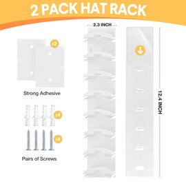 Yonsya 2 Pack Hat Organizer for Baseball Caps, Hat Hanger Holder Hold up to 16 Hat, Wall Hat Rack with Strong Adhesive, Multilayer Cap Storage Hooks for Closet Door and Bedroom (Beige-16)