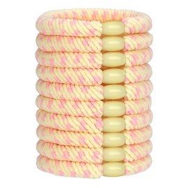 JessLab Tie-Dye Hair Bobbles for Women, Colourful Spiral Hair Bobbles, Kink-Free Elastic Bands, Stretchy and Gentle for All Hair Types, Pack of 10, Yellow