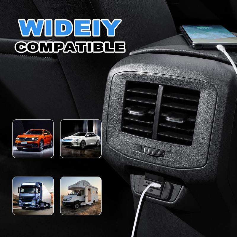 JIZZU 2Pcs Dual USB Car Charger Socket with Switch, 55W