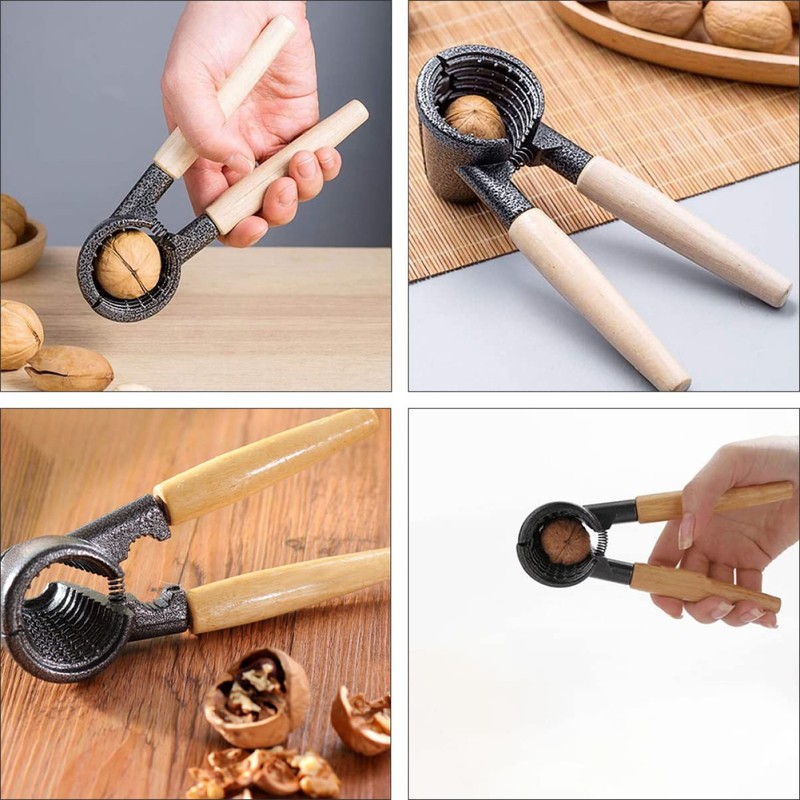 Ciieeo 1pc Walnut Cracker with Ergonomic Wooden Handle Multifunctional Nut