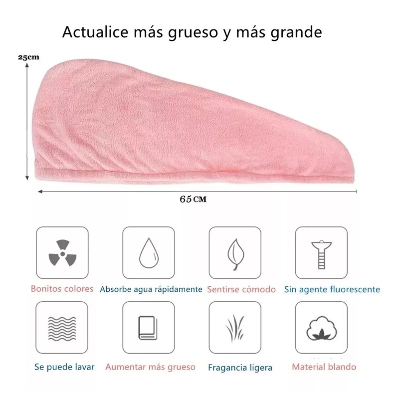 CL Toalla Cabello Absorbente Con Botón Para Sujetar Antifriz