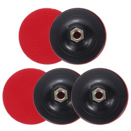 sourcing map 4 Inch Hook and Loop Backing Sanding Pads with M14 Thread for Diamond Sanding Finishing Polishing Buffing Pads, Black + Red 5pcs