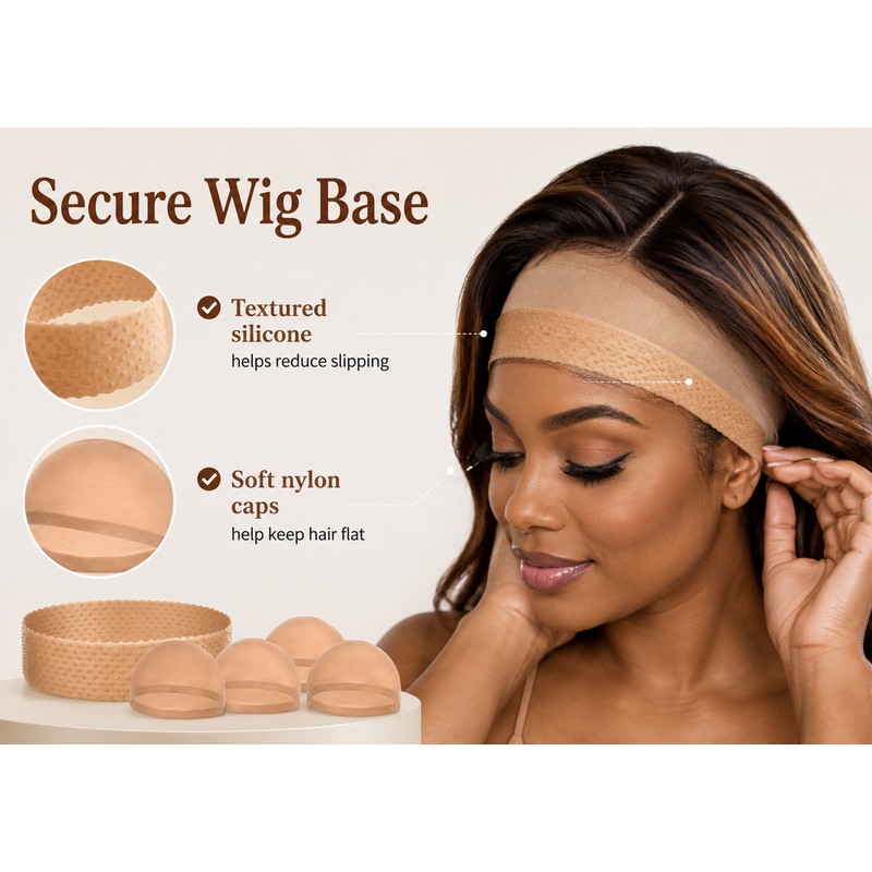 Wig Caps for Women - 5 Piece Non-Slip Silicone Grip