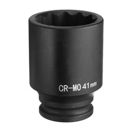 HARFINGTON 12-Point Deep Impact Socket 1/2 Inch Drive 41mm Metric Chrome Molybdenum Alloy Steel Spindle Axle Nut Impact Socket