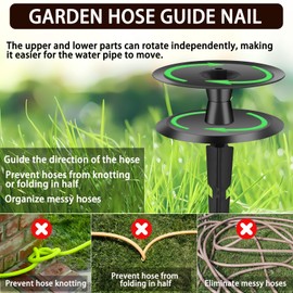 6 PCS Garden Hose Guide Spike,Hose Guide Stake Heavy Duty Pure Metal Hose Roller Guide,Keep Flowering Hose Out of Flower Beds,Rustproof Coated Garden Hose Stake for Yard,Lawn Hose Roller Support | Asenron