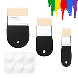 APOMOONS 3 PCS Flat Paddle Paint Brush Set Short Handle Paint Brushes Nylon Painting Brushes for Acrylic Paint Oil Watercolor Varnishes